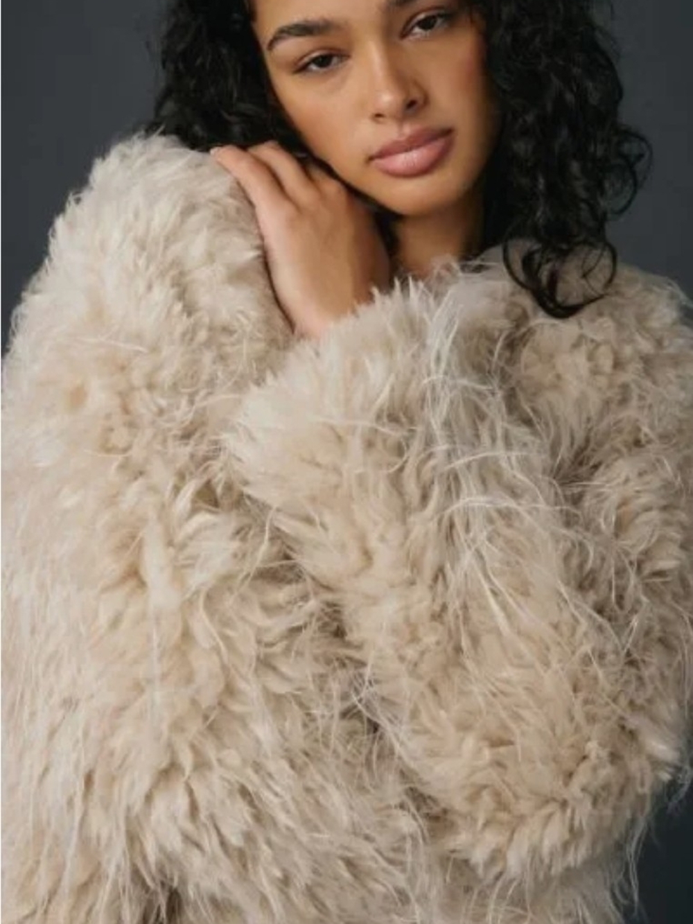 Kimchi Blue Mongolian Lamb Faux Fur Jacket Medium Shaggy Festival Night Out - Picture 3 of 10